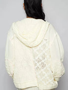 POL Ivory Lace Exposed Seam Lace Detail Hooded Jacket-Women's Outerwear-Shop Z & Joxa