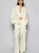 POL Ivory Lace Exposed Seam Lace Detail Hooded Jacket-Women's Outerwear-Shop Z & Joxa