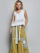 POL Ivory Patchwork Ribbed Floral Tank with Ruffle Accents-Women's Shirts & Tops-Shop Z & Joxa