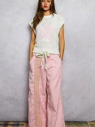 POL Ivory Soft Round Neck Popcorn Knit Top with Star Motif-Women's Shirts & Tops-Shop Z & Joxa