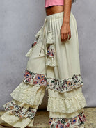 POL Lace Leisure Floral Gauze Wide Leg Pants with Lace Ruffle-Women's Pants-Shop Z & Joxa