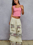 POL Lace Leisure Floral Gauze Wide Leg Pants with Lace Ruffle-Women's Pants-Shop Z & Joxa
