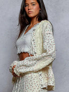 POL Lace Whisper Floral Balloon Sleeve Hooded Lace Jacket-Women's Shirts & Tops-Shop Z & Joxa