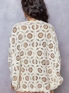 POL Latte Cream Floral Chenille Cardigan-Women's Shirts & Tops-Shop Z & Joxa