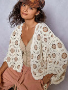 POL Latte Cream Floral Chenille Cardigan-Women's Shirts & Tops-Shop Z & Joxa