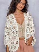 POL Latte Cream Floral Chenille Cardigan-Women's Shirts & Tops-Shop Z & Joxa
