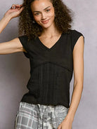 POL Midnight Empire Textured Short Sleeve Knit Top with Lace Trim-Women's Shirts & Tops-Shop Z & Joxa