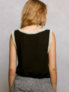POL Midnight Trim Round Neck Ribbed Tank with Lace Trim-Women's Shirts & Tops-Shop Z & Joxa