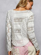 POL Moonlace Muse Long Sleeve Lace Detail Top in Off White-Women's Shirts & Tops-Shop Z & Joxa