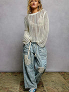 POL Morning Haze Long Sleeve Sheer Knit Cover Up-Women's Shirts & Tops-Shop Z & Joxa