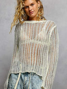 POL Morning Haze Long Sleeve Sheer Knit Cover Up-Women's Shirts & Tops-Shop Z & Joxa