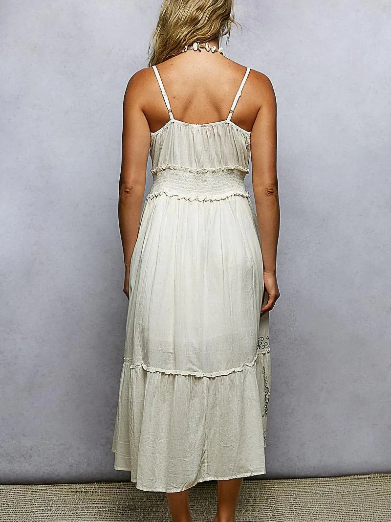 POL Natural Elegance Smocked Waistband Floral Midi Cami Dress-Women's Dresses-Shop Z & Joxa