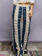 POL Ocean Drift Wide Leg Open Crochet Striped Pants-Women's Pants-Shop Z & Joxa
