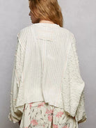 POL Off White Allure V-Neck Long Sleeve Top with Stitch Detail-Women's Shirts & Tops-Shop Z & Joxa