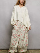 POL Off White Allure V-Neck Long Sleeve Top with Stitch Detail-Women's Shirts & Tops-Shop Z & Joxa