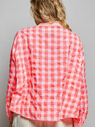 POL Paradise Plaid Gingham Embroidered Palm Tree Blouse-Women's Shirts & Tops-Shop Z & Joxa