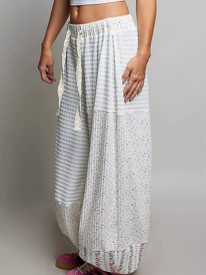 POL Patchwork Daydream Mixed Knit Wide Leg Pants-Women's Pants-Shop Z & Joxa