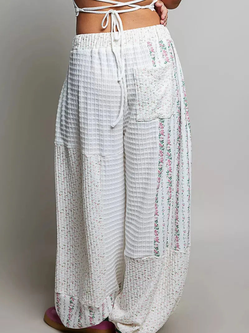 POL Patchwork Daydream Mixed Knit Wide Leg Pants-Women's Pants-Shop Z & Joxa