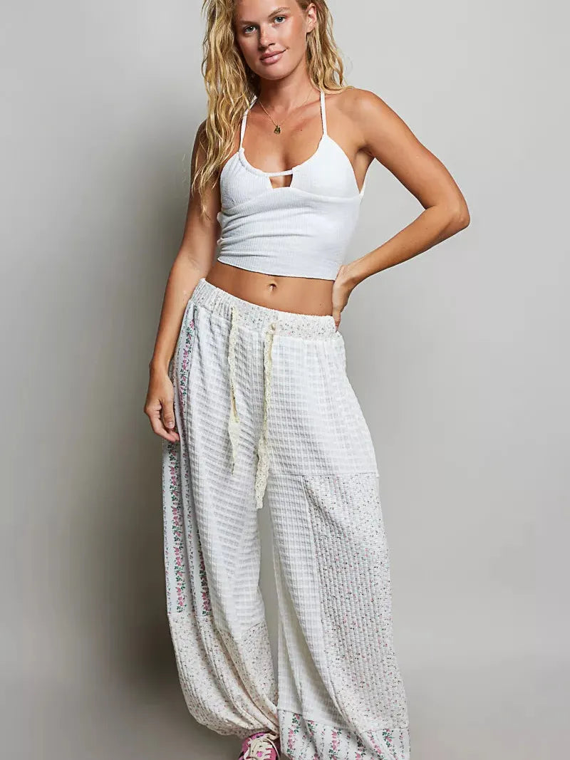 POL Patchwork Daydream Mixed Knit Wide Leg Pants-Women's Pants-Shop Z & Joxa