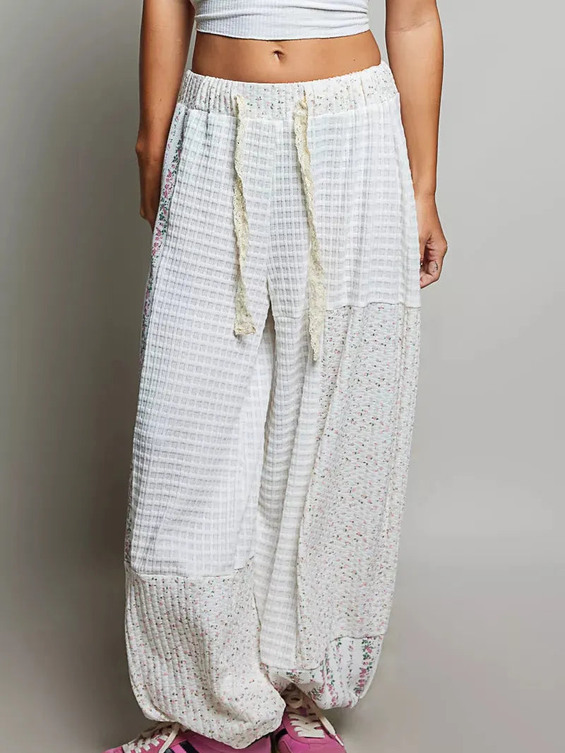 POL Patchwork Daydream Mixed Knit Wide Leg Pants-Women's Pants-Shop Z & Joxa