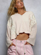 POL Patchwork Petal Quilted Floral Knit Crop Top in Blush-Women's Shirts & Tops-Shop Z & Joxa