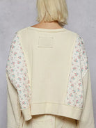POL Patchwork Petal Quilted Floral Knit Crop Top in Cream-Women's Shirts & Tops-Shop Z & Joxa