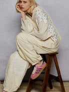 POL Patchwork Petal Quilted Floral Knit Crop Top in Cream-Women's Shirts & Tops-Shop Z & Joxa