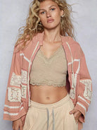 POL Patchwork Pulse Hooded Jacket with Lace Detail in Pink-Women's Outerwear-Shop Z & Joxa