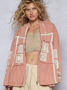 POL Patchwork Pulse Hooded Jacket with Lace Detail in Pink-Women's Outerwear-Shop Z & Joxa