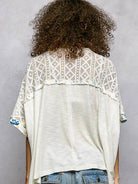 POL Petals Unfinished Patchwork Lace Accent Floral Blouse-Women's Shirts & Tops-Shop Z & Joxa