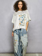 POL Petals Unfinished Patchwork Lace Accent Floral Blouse-Women's Shirts & Tops-Shop Z & Joxa