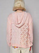 POL Pink Lace Exposed Seam Lace Detail Hooded Jacket-Coats & Jackets-Shop Z & Joxa