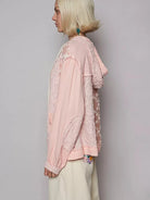 POL Pink Lace Exposed Seam Lace Detail Hooded Jacket-Coats & Jackets-Shop Z & Joxa