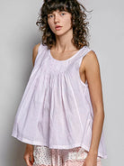 POL Pink Lemonade Sleeveless Striped Pleated Cotton Top-Women's Shirts & Tops-Shop Z & Joxa