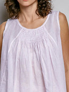 POL Pink Lemonade Sleeveless Striped Pleated Cotton Top-Women's Shirts & Tops-Shop Z & Joxa
