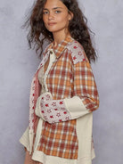POL Plaid Embrace Contrast Button Down Bell Sleeve Shacket-Women's Shirts & Tops-Shop Z & Joxa