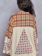 POL Plaid Embrace Contrast Button Down Bell Sleeve Shacket-Women's Shirts & Tops-Shop Z & Joxa