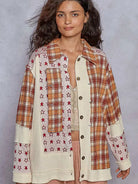 POL Plaid Embrace Contrast Button Down Bell Sleeve Shacket-Women's Shirts & Tops-Shop Z & Joxa