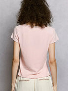 POL Pretty in Pink Short Sleeve Crop T-Shirt with Lace Trim-Women's Shirts & Tops-Shop Z & Joxa
