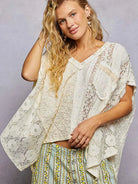 POL Raw Romance Asymmetrical V-Neck Short Sleeve Lace Top-Women's Shirts & Tops-Shop Z & Joxa