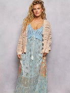 POL Rosebud Button Knit Floral Button Cardigan in Salmon-Women's Shirts & Tops-Shop Z & Joxa