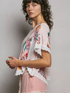 POL Rosewater Floral Ribbed Cropped Top with Lace Detail-Women's Shirts & Tops-Shop Z & Joxa