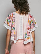 POL Rosewater Floral Ribbed Cropped Top with Lace Detail-Women's Shirts & Tops-Shop Z & Joxa
