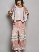 POL Rosewater Floral Ribbed Cropped Top with Lace Detail-Women's Shirts & Tops-Shop Z & Joxa