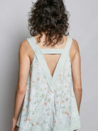 POL Sage Bloom Floral V-Neck Tank with Front Pocket-Women's Shirts & Tops-Shop Z & Joxa