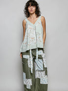 POL Sage Bloom Floral V-Neck Tank with Front Pocket-Women's Shirts & Tops-Shop Z & Joxa
