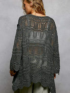 POL Shadow Weave Open Front Cardigan with Scalloped Edges-Women's Shirts & Tops-Shop Z & Joxa