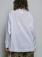 POL Simple Ivory Ruffle Trim Long Sleeve Blouse-Women's Shirts & Tops-Shop Z & Joxa