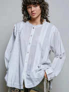 POL Simple Ivory Ruffle Trim Long Sleeve Blouse-Women's Shirts & Tops-Shop Z & Joxa
