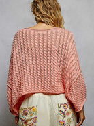 POL Skyline Shimmer Cable-Knit Cropped Sweater in Coral-Women's Shirts & Tops-Shop Z & Joxa